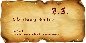 Nádassy Borisz névjegykártya